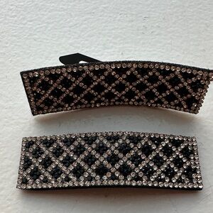 Elegant Black and Silver Rhinestone Sparkling Hair Clips